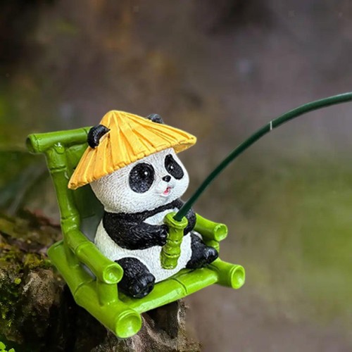 Panda fishing statue - fishing, art