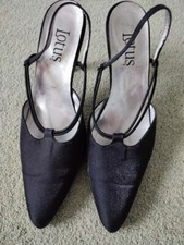 Black Shoes Sandals Medium High Heel Size 5 1/2 Lotus Party Christmas