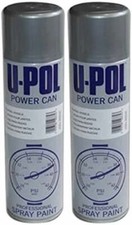 2 x U-POL Aerosol Power Can Wheels Silver Professional Spray Steel Paint 500ML