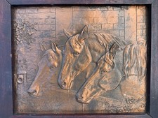 Arts & Craft Copper Picture Relief Wall Art Plaque Handmade Set of Pictures X3