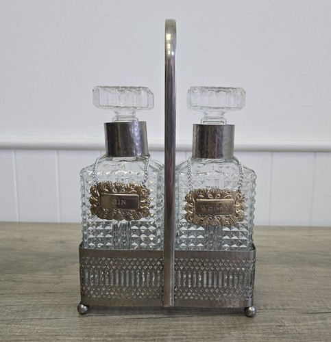 Vintage twin glass decanters - vintage,
