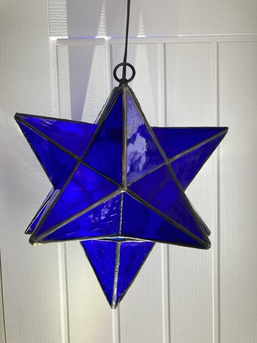 Blue stained glass moravian - blue,