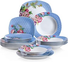 18Pc Dinner Set Porcelain Crockery Round Dinnerware Dining Serving Plates for 6