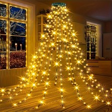 8.2Ft 16 Line Christmas Tree Lights with Ring Waterfall String Lights Decor