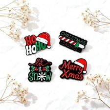 Christmas Pin Badges Enamel Lapel Brooch Festive Santa Snowflake Candy Cane Gift