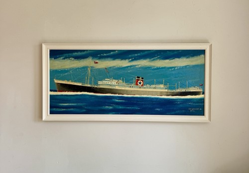 Vintage ship oil painting - vintage,