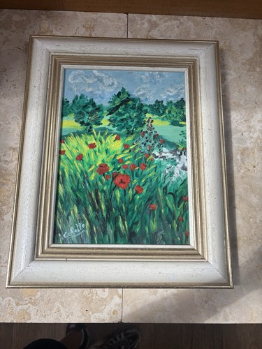 Vibrant oil painting poppy - painting,