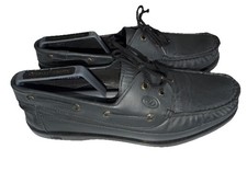 DEXTER Navigator Men's Black Leather Boat Shoes Lace Up Casual Size 9.5/44