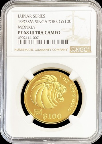 1992 gold singapore 100 - 1992, oz