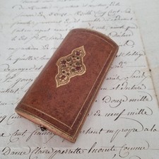 Antique Embossed Leather Jewelry Box 19th Century Royal Palace Jewel Box 1850