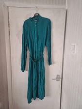 VINTAGE 80S SIZE 16 VIVIEN SMITH GREEN FLOWERY PATTERNED LONG SLEEVED DRESS