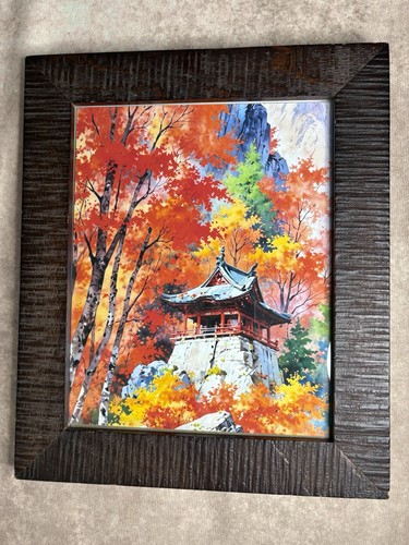 Framed japanese pagoda autumn - framed,
