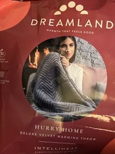 Dreamland Deluxe Velvet Herringbone Heated Throw Grey Large Sealed