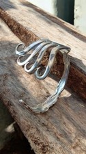 Twisted Silver Plated Vintage Fork Bangle Cuff Bracelet