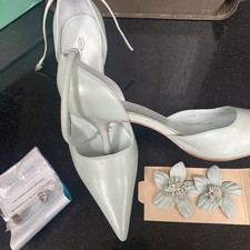 ***Party Xmas Stunning Small Heel Green Dolcis flower or plain Shoes Size 5 NEW*