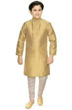 Boys Gold Jacquard Kurta