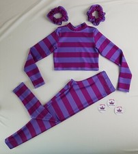 (#441) Age 5/7 Dance Long Sleeved Crop Top/Leggings/Scrunchies Cheshire Cat
