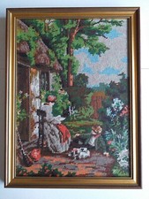 Large Framed Finished Tapestry Cottage Garden The Storybook M B Foster 40cmx53cm