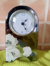 Clock, Mantle Clock, Next. Mirror White Roses + Silver Finish works, keeps time 