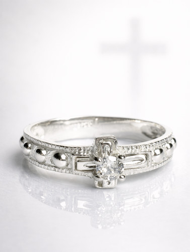 Unisex rosary ring - , silver