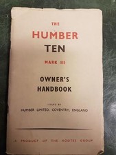 HUMBER TEN MARK III "14" OWNER'S HANDBOOK