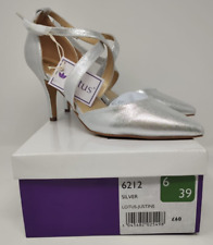 Lotus SIZE 6 'Justine' Silver Pointed Toe Heels Prom Wedding Court Shoes 8.5cm