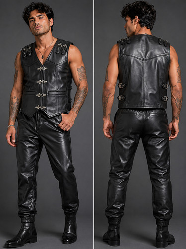 Men black leather - men's,