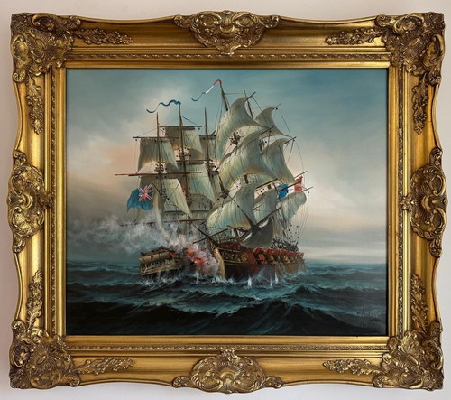 Vintage maritime oil - , painting