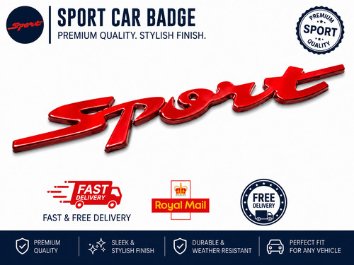 Red sport car badge - red, decal