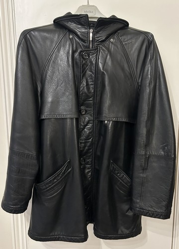 Canali black leather coat - canali,