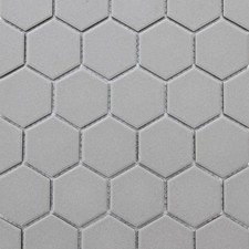2" Hexagon Matte Grey Porcelain Mosaic Floor Tile - 15 Sheets
