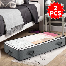 2PCS Underbed Storage Bag 90L Under Bed Storage Box with Lid for Clothes Bedding