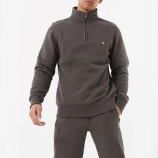 JACK WILLS Men's Barchester 1/4 Zip Sweatshirt in Slate Grey - Size Large
