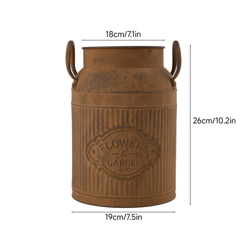 Rustic metal vase vintage milk - rustic,