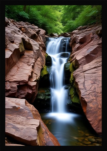 Waterfall beautiful framed - beautiful,