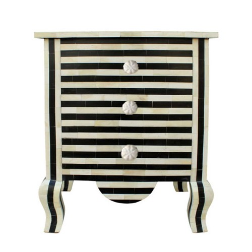 Black bone inlay nightstand - black, 3