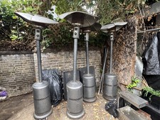 4 x Outdoor Gas Patio Heaters – Commercial Grade Stainless Steel. Good Condition