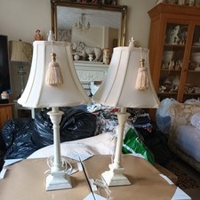 TABLE LAMPS NEXT Pair  classical Corinthian Column Table 63cms tall VGC