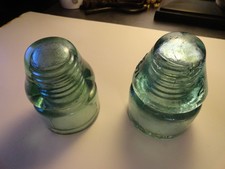 Two Antique Aqua Glass