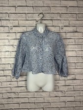 Zara Crop Boxy Semi Sheer Blue