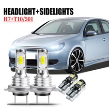 For VW Golf Mk6 2009-2012 4X 6000K LED Xenon HID Low/Side Headlight Bulbs Set