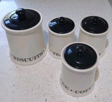 Black White Ceramic Biscuit Tea Sugar Coffee Cannister Jar