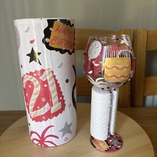 Lolita Happy 21st Birthday Wine Glass In Cylinder Box 
