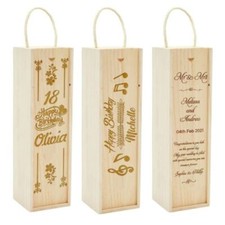 Personalised Engraved Wooden Wine Box - Wedding, Birthday, Luxury Gift Packaging