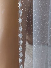 Shiny Wedding Veil Handmade Beads with Comb | Bridal Long Cathedral Veil 2M,3M