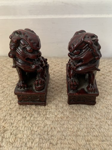 Chinese deep red foo dogs - deep,