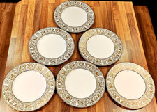 SIX WEDGWOOD FLORENTINE GOLD DINNER PLATES 10.75" - W4219
