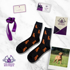 FOX RED LABRADOR SOCKS - BLACK - LABRADOR GIFT UK 5-11 EU 38-46 US 7.5-12 UNISEX