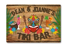 Personalised TIKI Bar Sign METAL Plaque Cocktail Tropical Home Pub Outdoor Beach