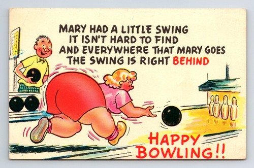 Comic postcard ten pin - ten,